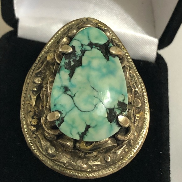 Adjustable Crisocola ring. - Picture 1 of 8